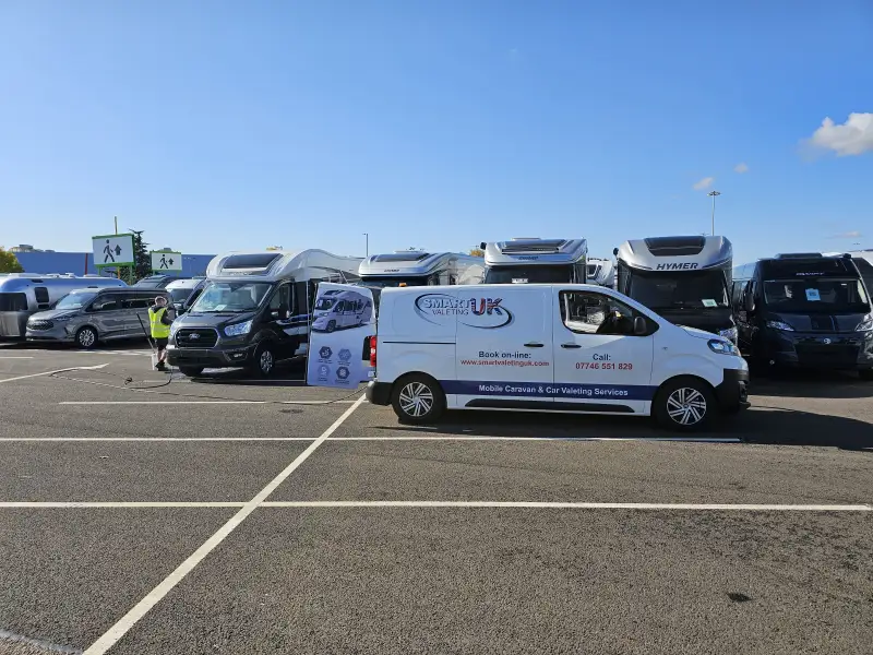 Birmingham N&period;E&period;C caravan show prep 2024: Swipe To View More Images