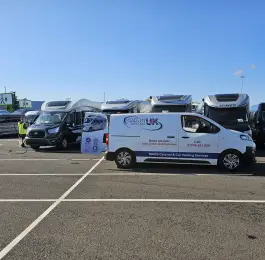 Birmingham N&period;E&period;C caravan show prep 2024: Click Here To View Larger Image